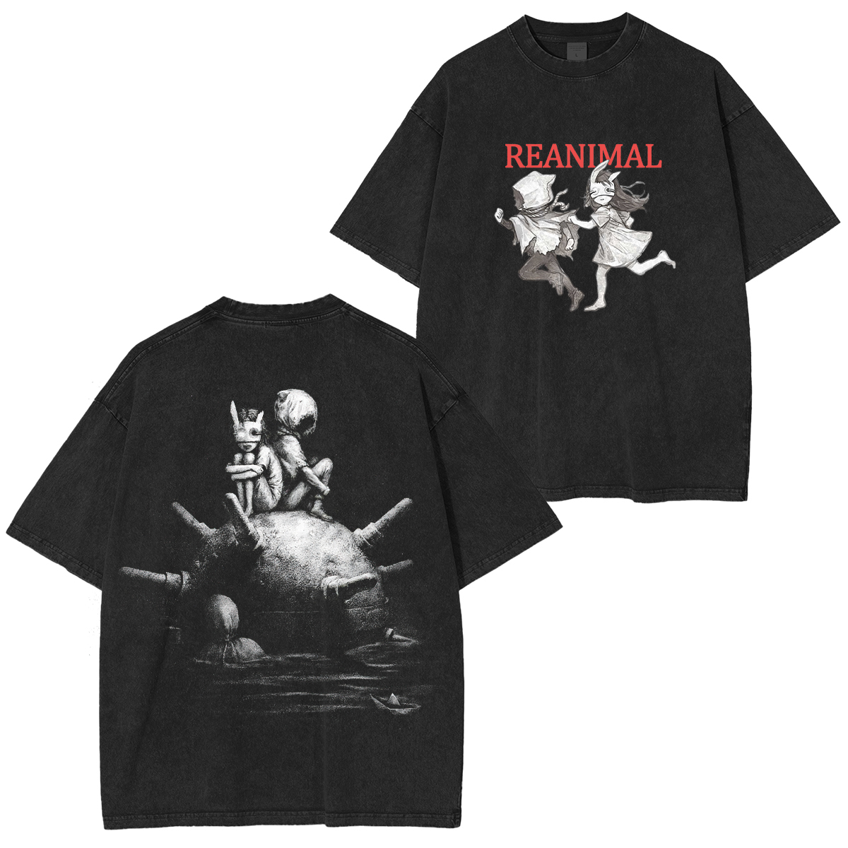 Reanimal The Girl & The Boy Printed Unisex Washed T-Shirt