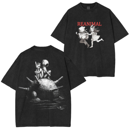 Reanimal The Girl & The Boy Printed Unisex Washed T-Shirt