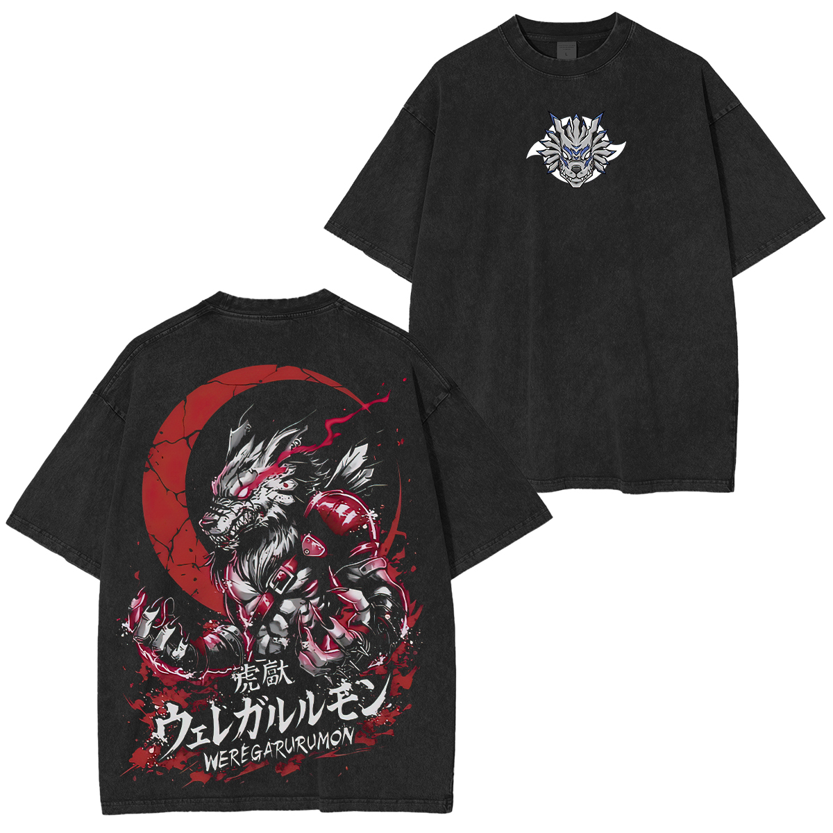 Digital Monster WereGarurumon Printed Unisex Washed T-Shirt