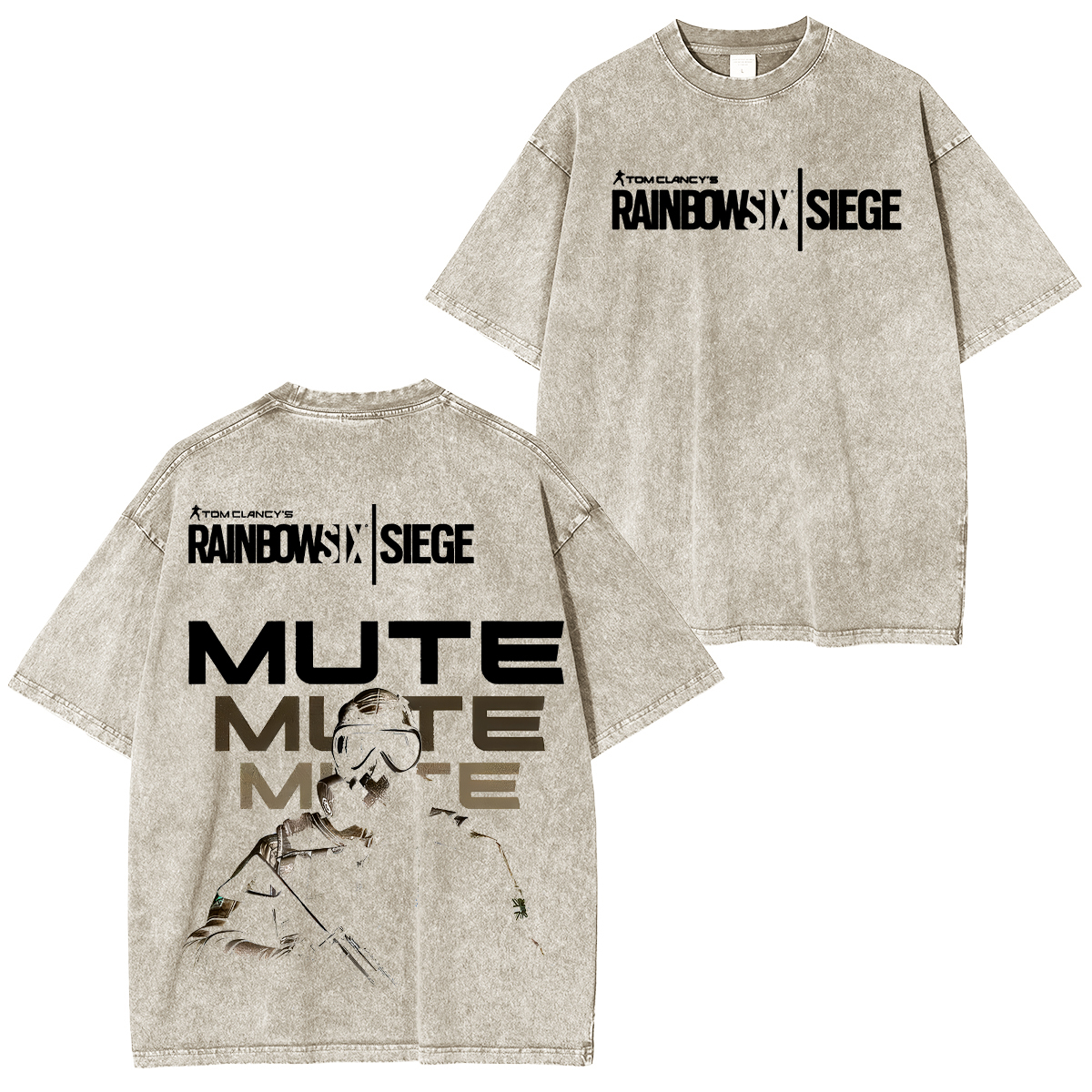 Rainbow Six Siege Printed Unisex Washed T-Shirt