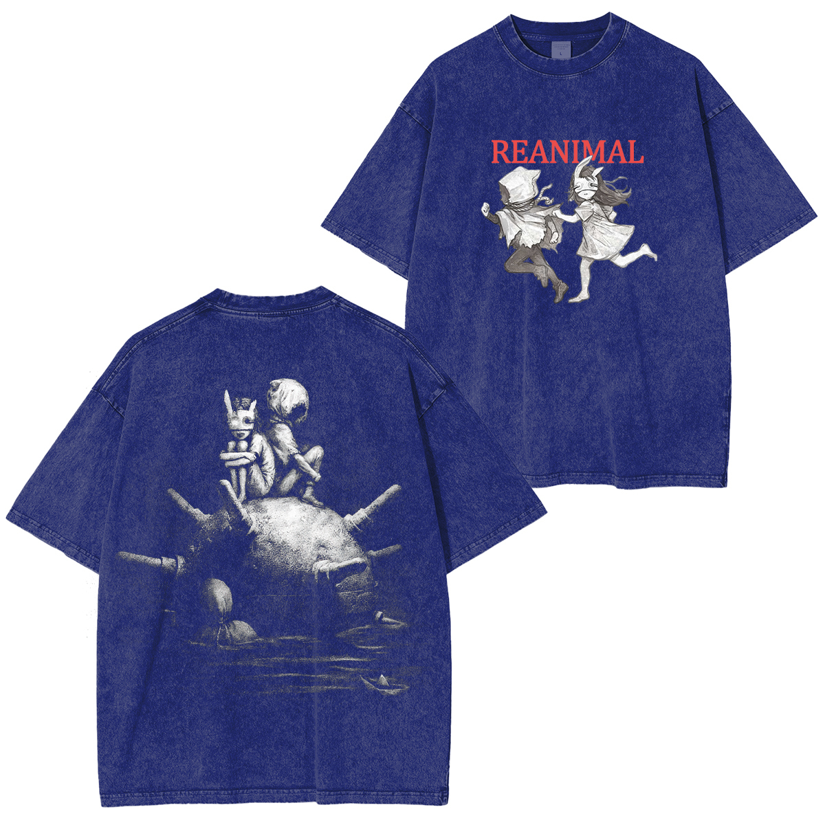 Reanimal The Girl & The Boy Printed Unisex Washed T-Shirt
