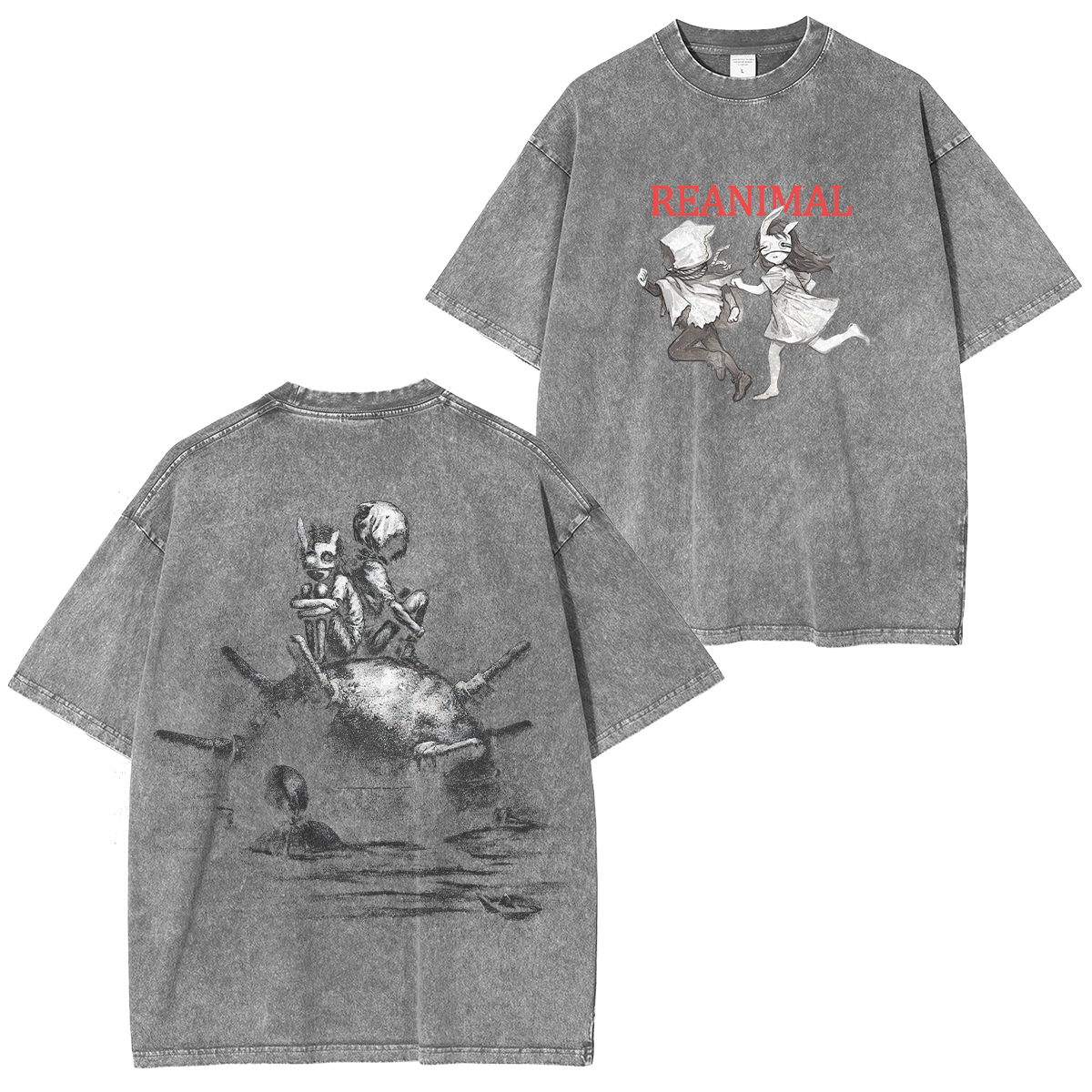 Reanimal The Girl & The Boy Printed Unisex Washed T-Shirt