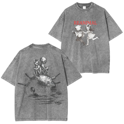 Reanimal The Girl & The Boy Printed Unisex Washed T-Shirt