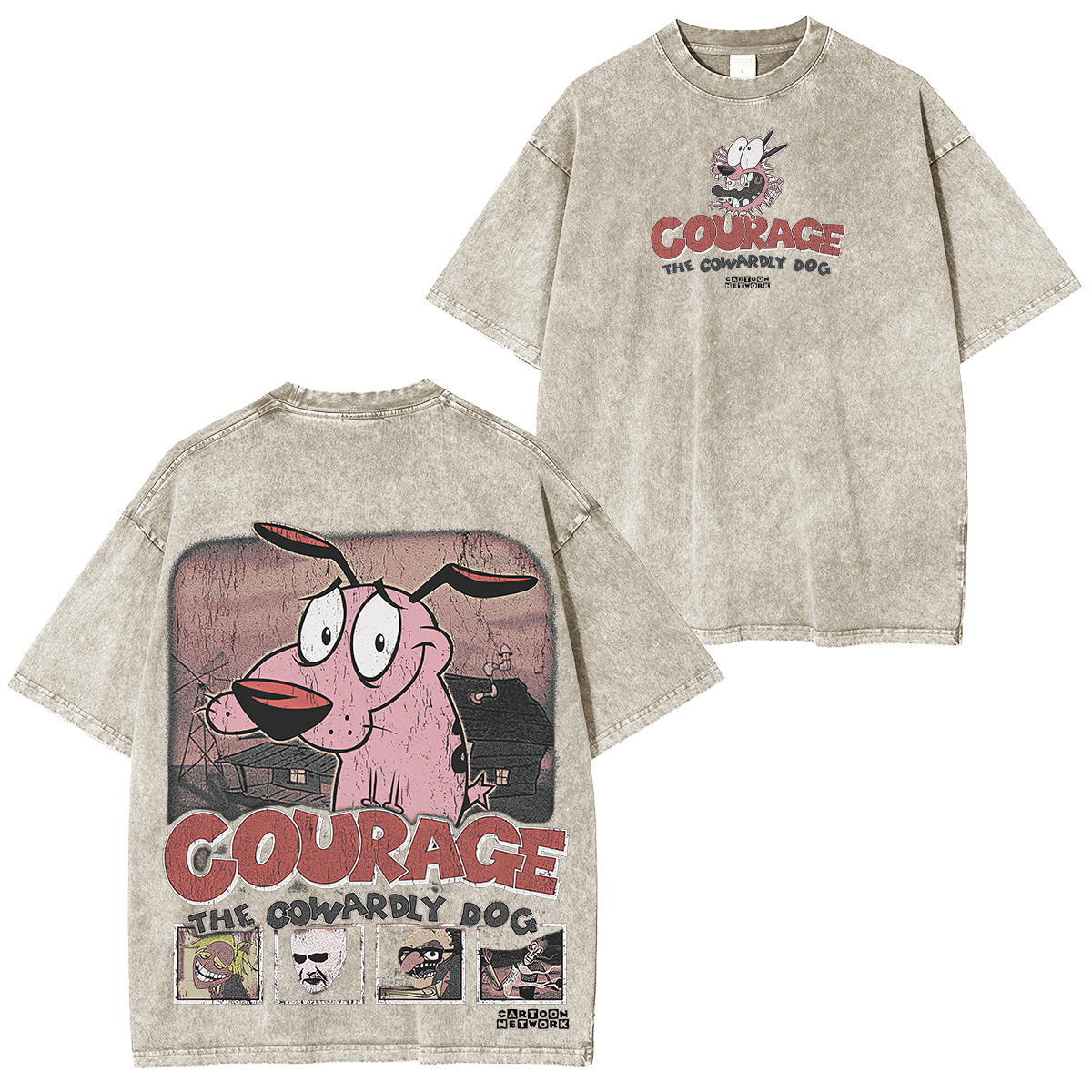 Courage the Cowardly Dog Printed Unisex Washed T-Shirt