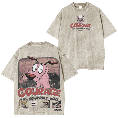 Courage the Cowardly Dog Printed Unisex Washed T-Shirt