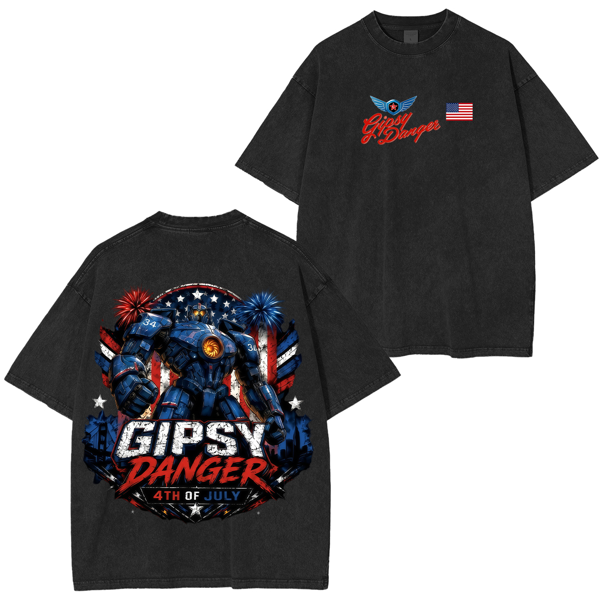  Pacific Rim Gipsy Danger Printed Unisex Oversized T-Shirt