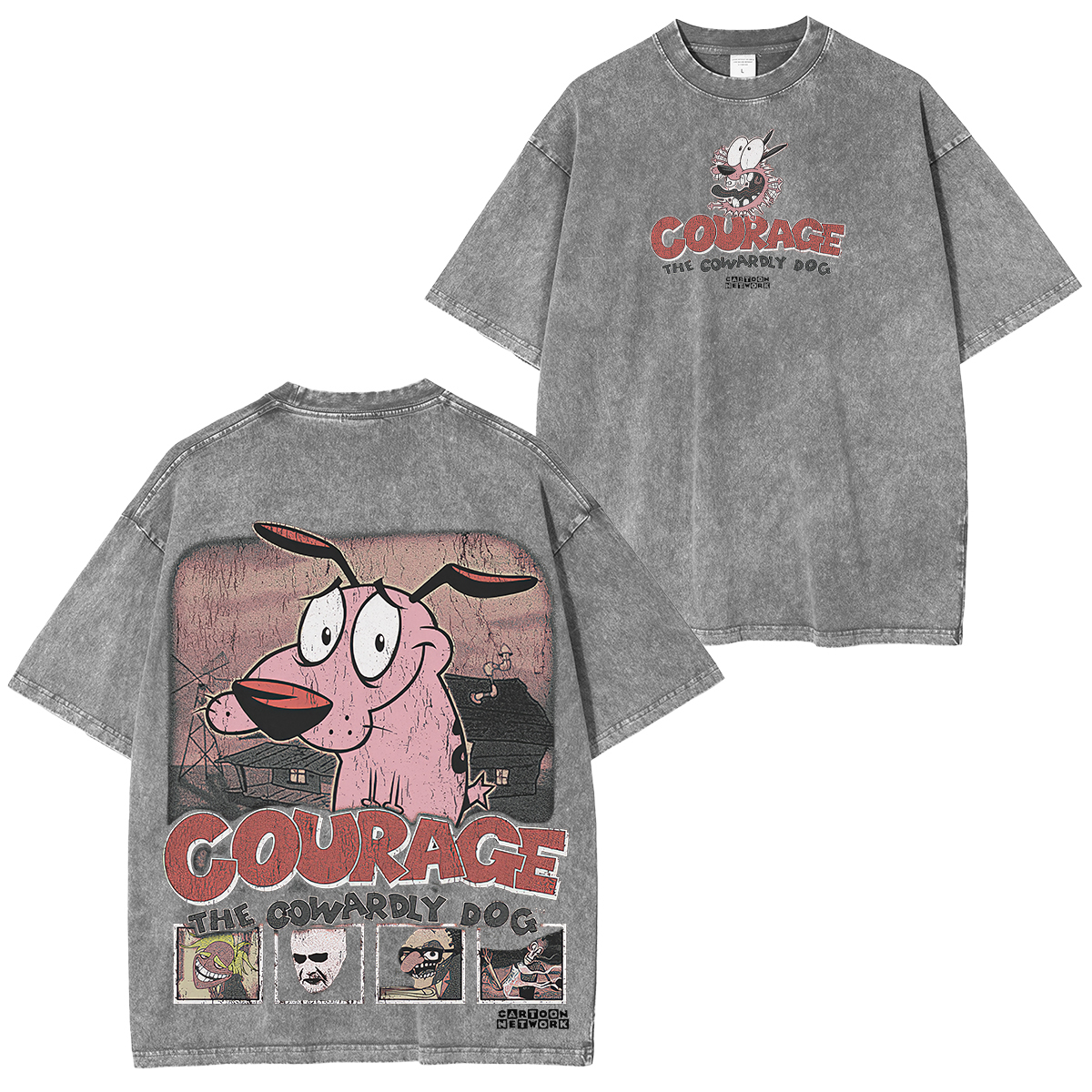 Courage the Cowardly Dog Printed Unisex Washed T-Shirt