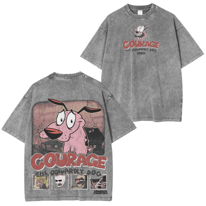 Courage the Cowardly Dog Printed Unisex Washed T-Shirt