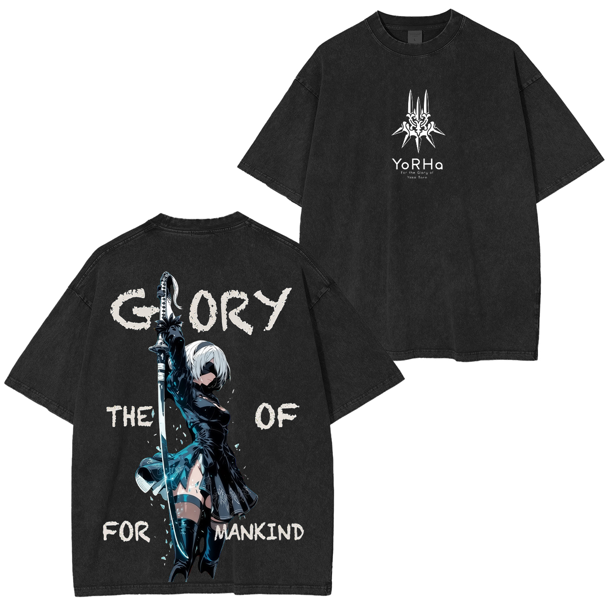 NieR:Automata YoRHa Printed Unisex Washed T-Shirt
