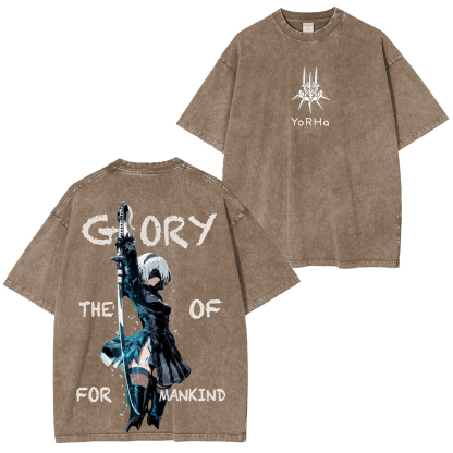NieR:Automata YoRHa Printed Unisex Washed T-Shirt