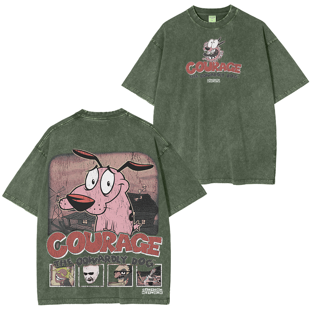 Courage the Cowardly Dog Printed Unisex Washed T-Shirt