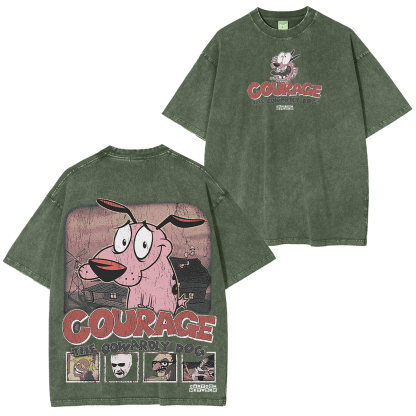 Courage the Cowardly Dog Printed Unisex Washed T-Shirt
