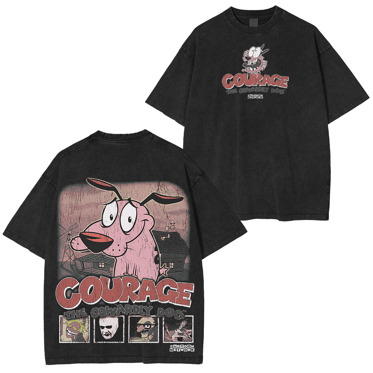 Courage the Cowardly Dog Printed Unisex Washed T-Shirt