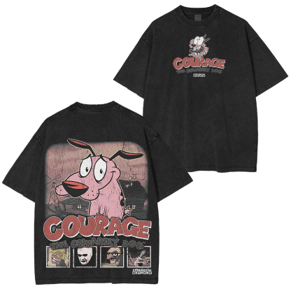 Courage the Cowardly Dog Printed Unisex Washed T-Shirt