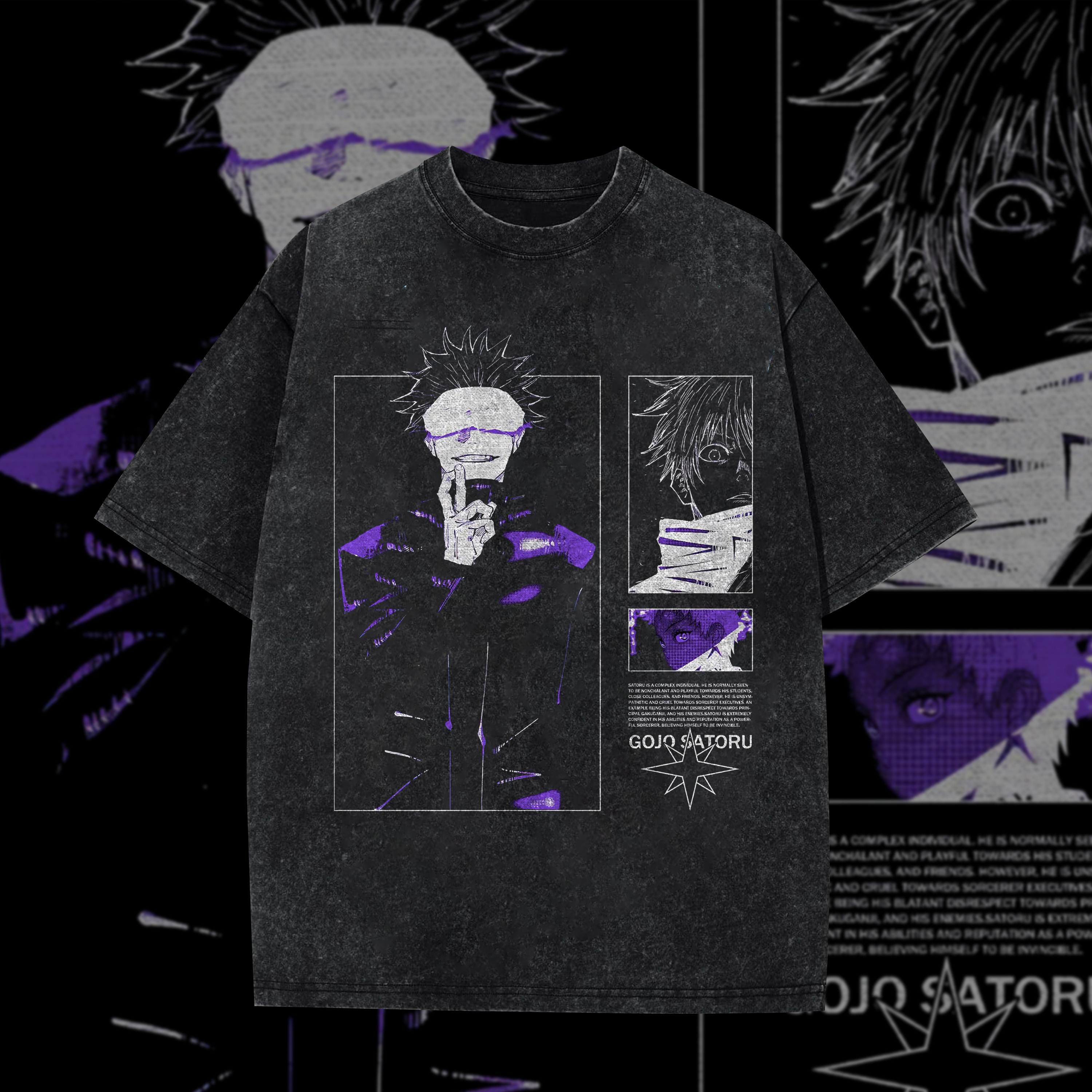 Gojo Satoru Jujutsu Kaisen Vintage Anime Washed T-Shirt