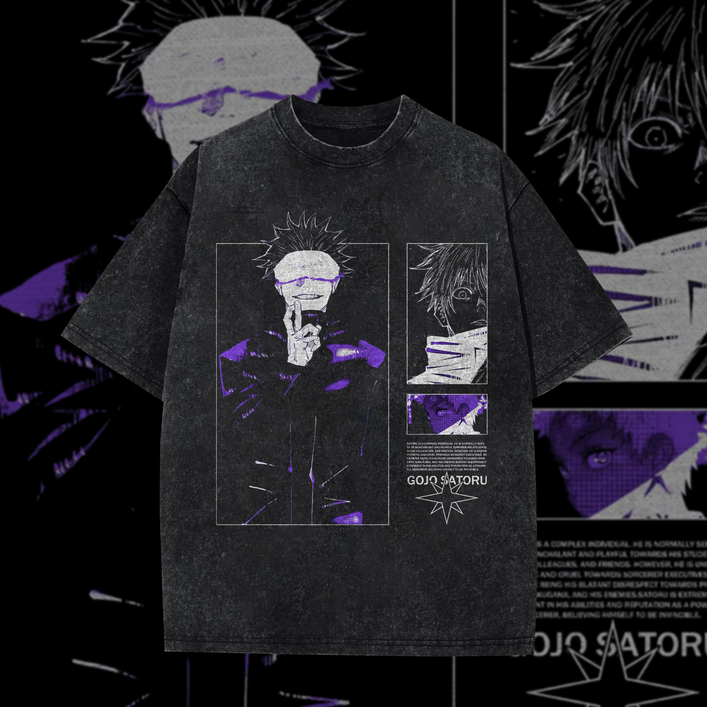 Gojo Satoru Jujutsu Kaisen Vintage Anime Washed T-Shirt