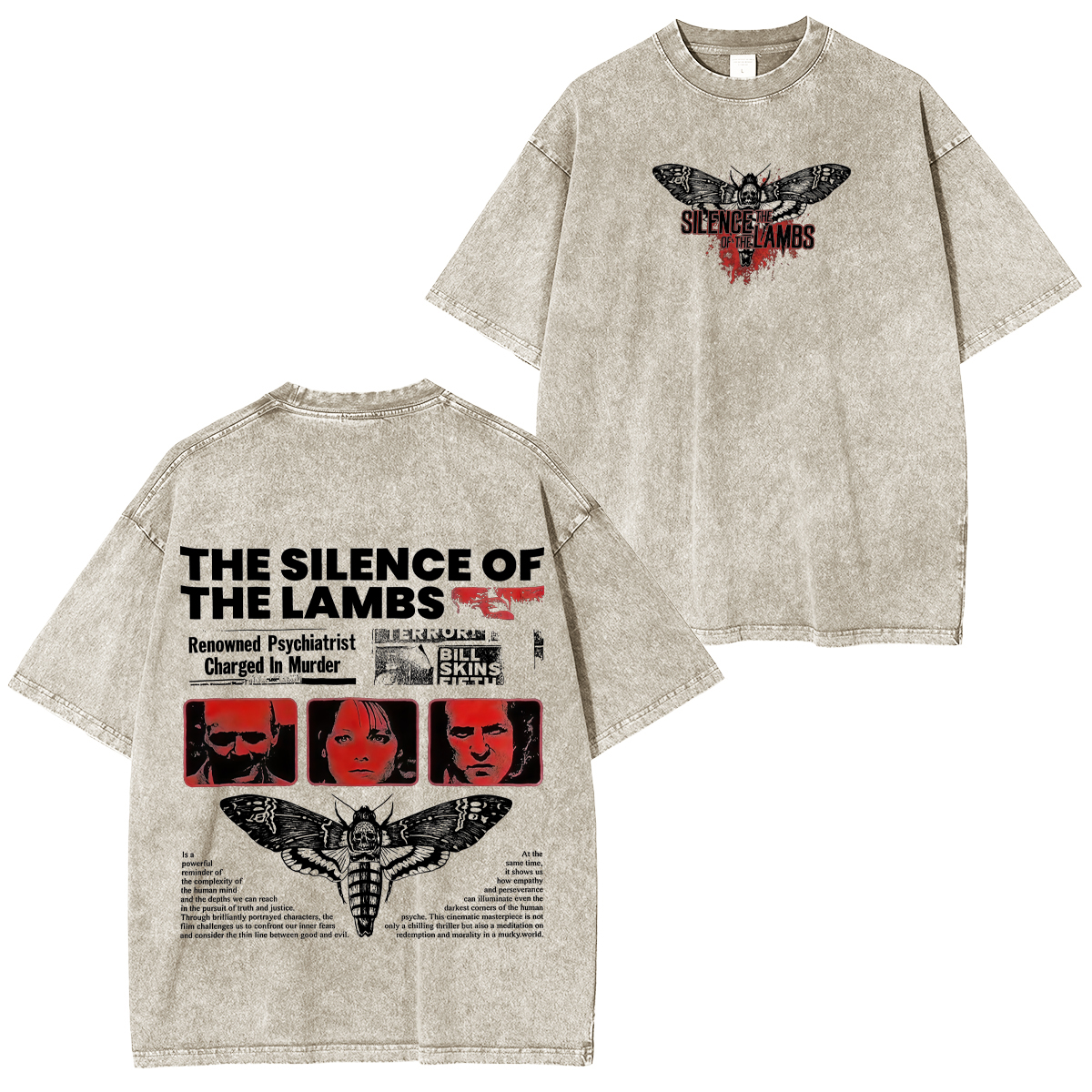 The Silence of the Lambs Printed Unisex Washed T-Shirt