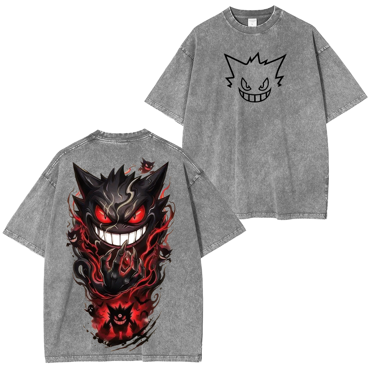 Spooky Ghost Monster Gengar Printed Unisex Washed T-Shirt