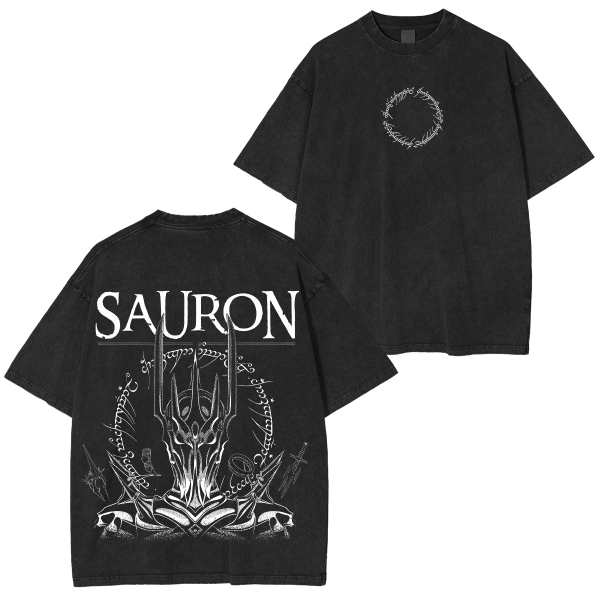 The Lord of the Rings Sauron Printed Unisex Washed T-Shirt