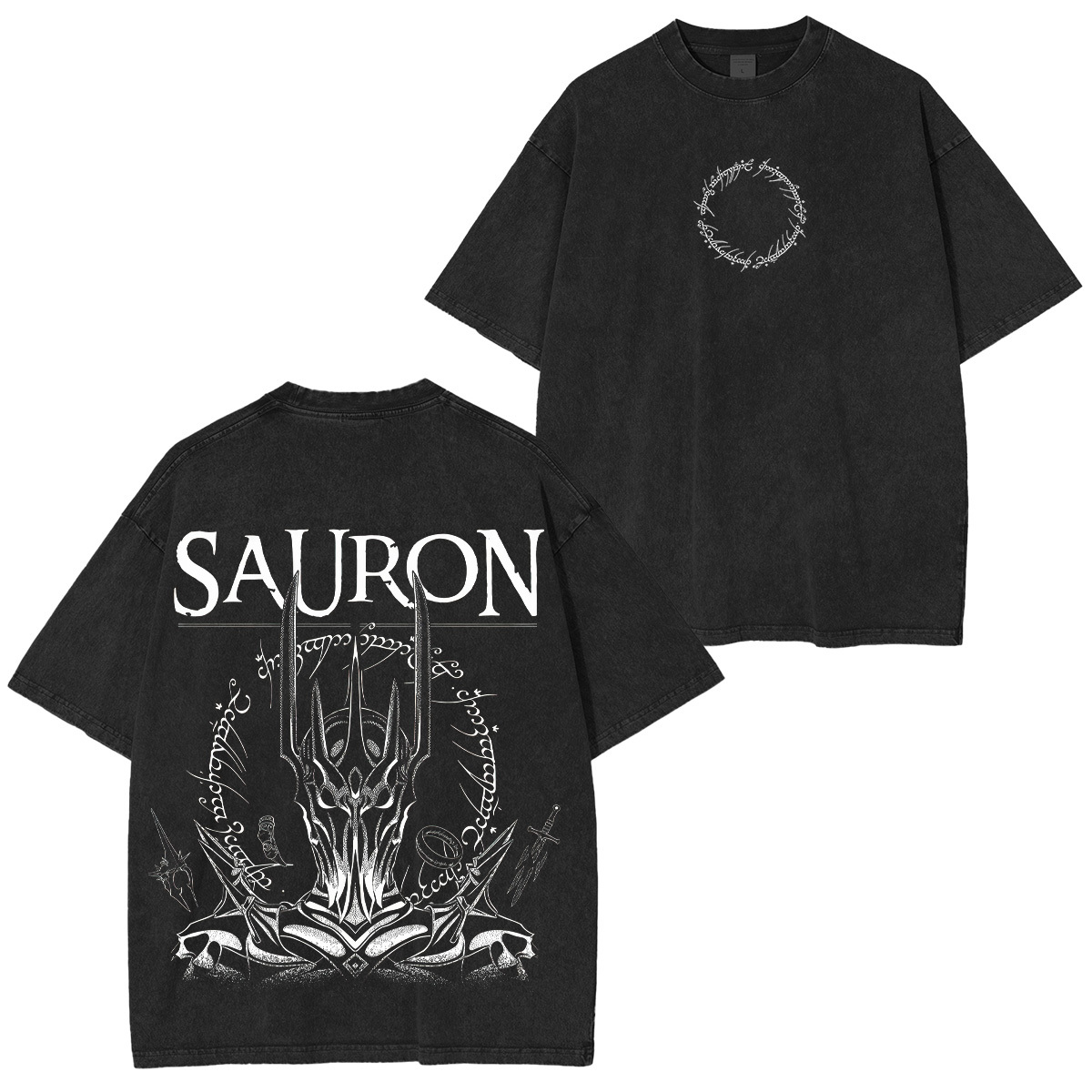 The Lord of the Rings Sauron Printed Unisex Washed T-Shirt