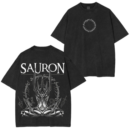 The Lord of the Rings Sauron Printed Unisex Washed T-Shirt