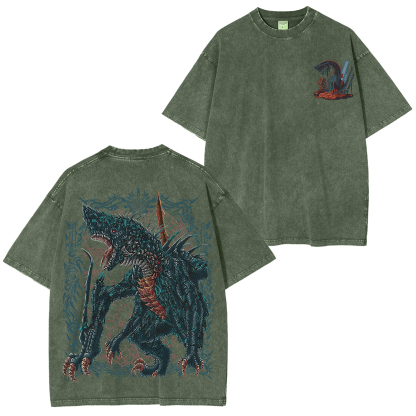 Monster Hunter Wilds Printed Unisex Washed T-Shirt