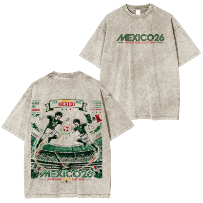 Mexico Football Culture Printed Unisex Washed T-Shirt