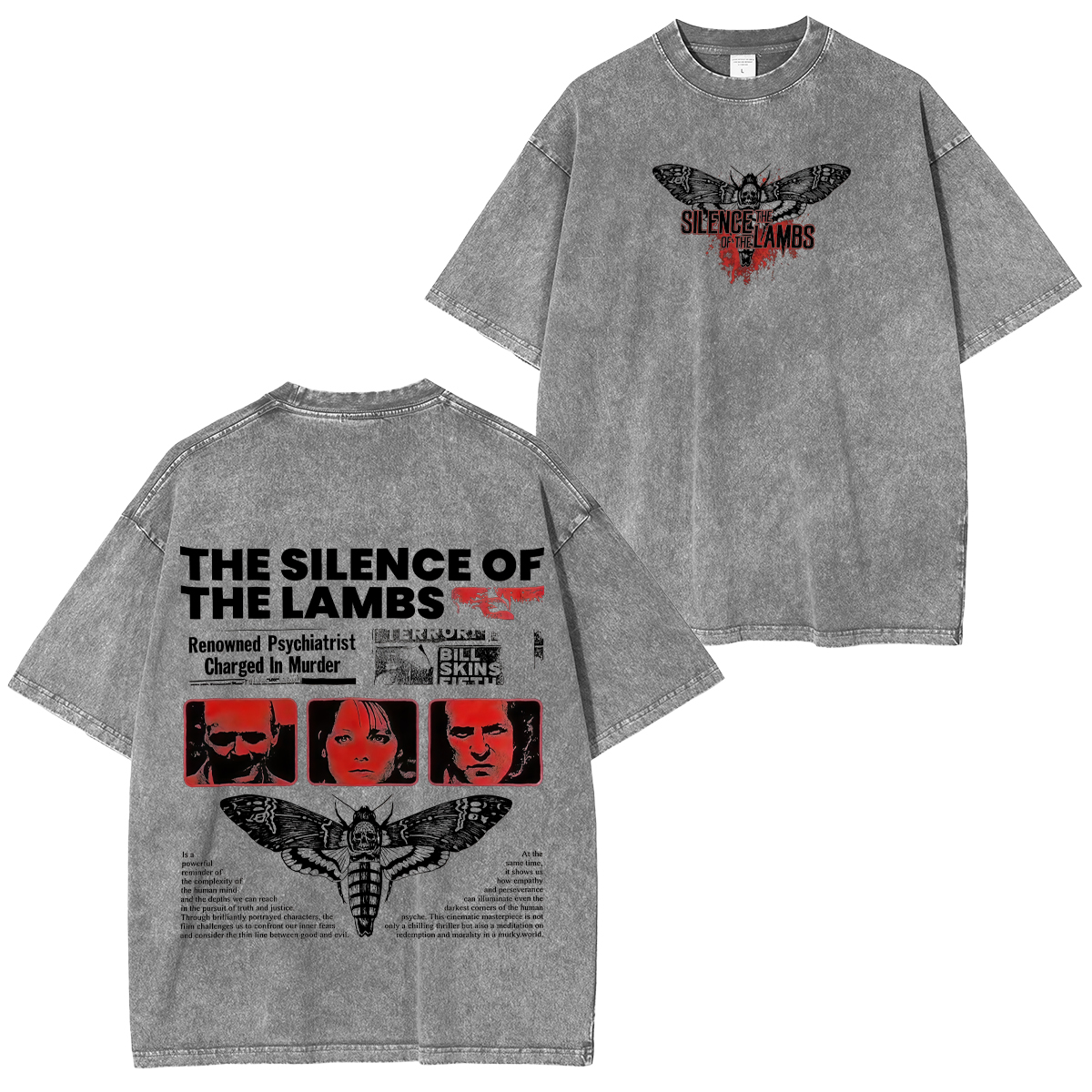 The Silence of the Lambs Printed Unisex Washed T-Shirt