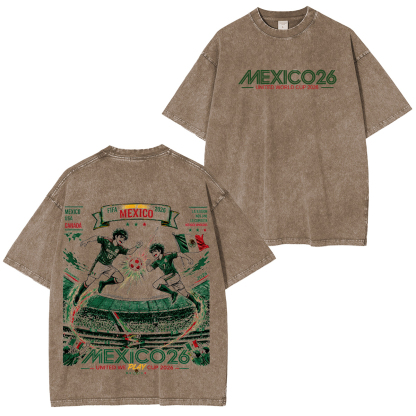 Mexico Football Culture Printed Unisex Washed T-Shirt