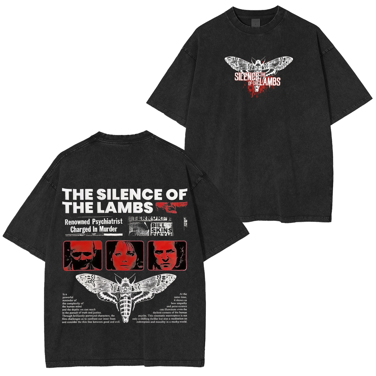 The Silence of the Lambs Printed Unisex Washed T-Shirt