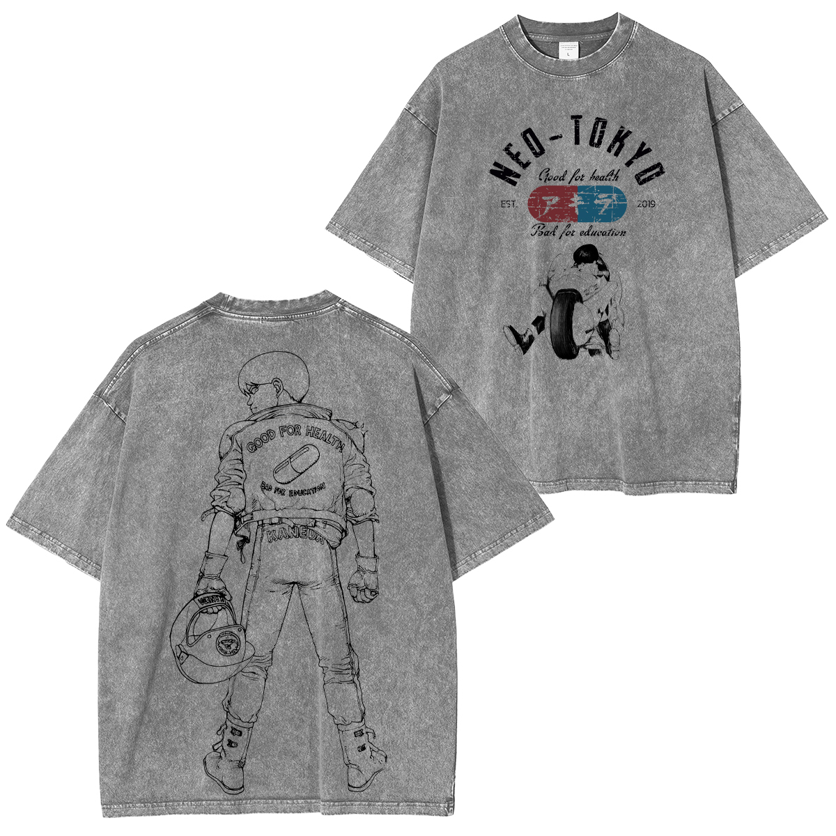 Akira NEO-TOKYO Printed Unisex Washed T-Shirt