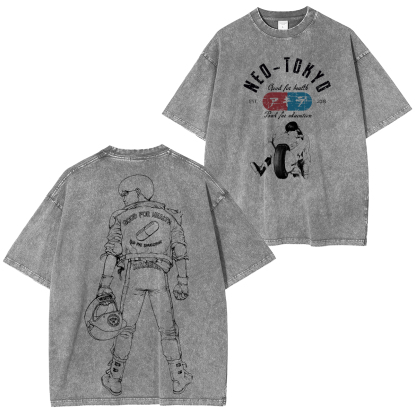 Akira NEO-TOKYO Printed Unisex Washed T-Shirt