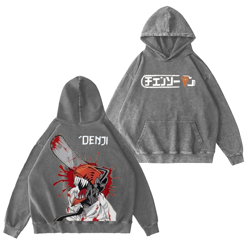 Chainsaw Man Denji Unisex Washed Hoodie