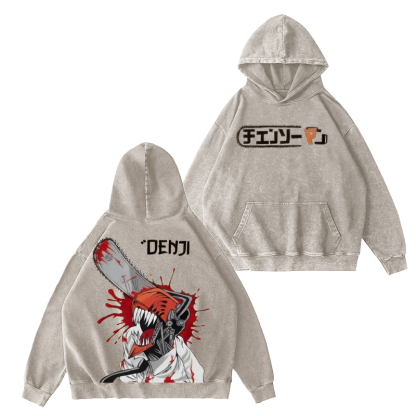 Chainsaw Man Denji Unisex Washed Hoodie