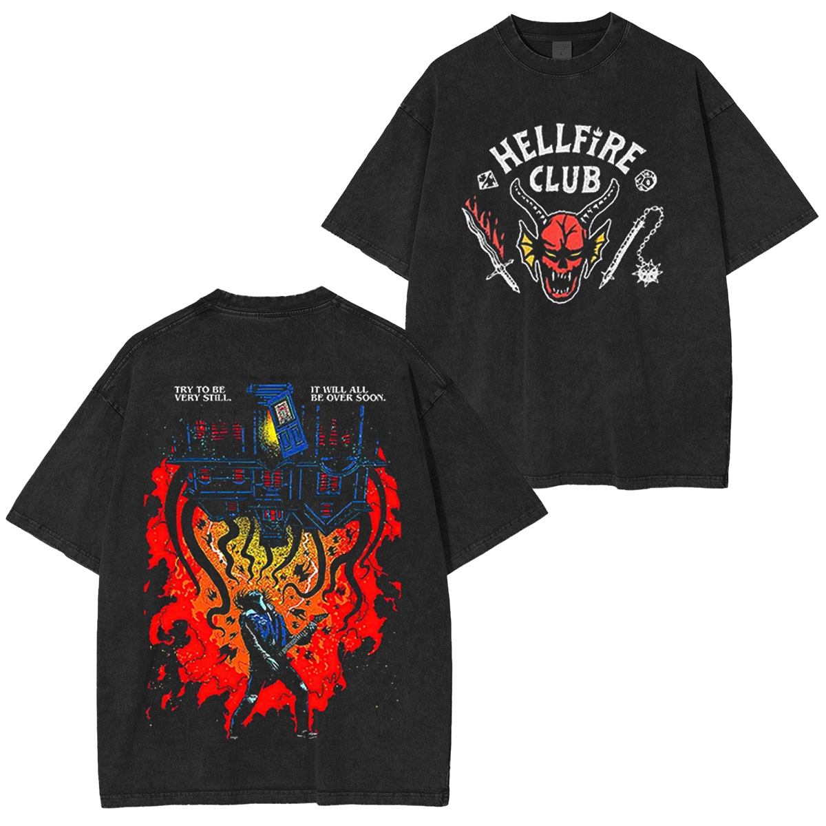 Stranger Things Hellfire Unisex Washed T-shirt