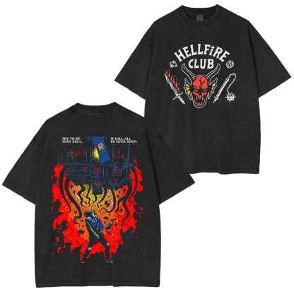 Stranger Things Hellfire Unisex Washed T-shirt