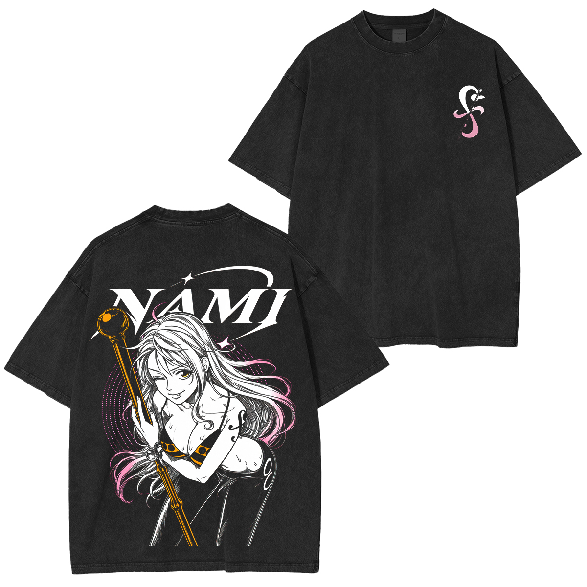 One Piece Zeus and Nami Egghead Printed Unisex Oversized T-Shirt