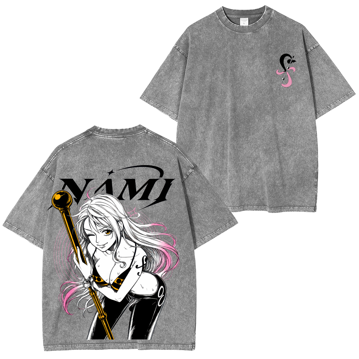 One Piece Zeus and Nami Egghead Printed Unisex Oversized T-Shirt