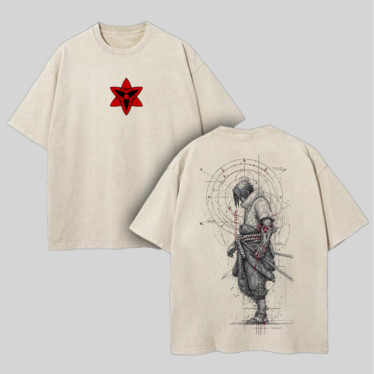 Naruto Sasuke Uchiha Printed Unisex Washed T-Shirt