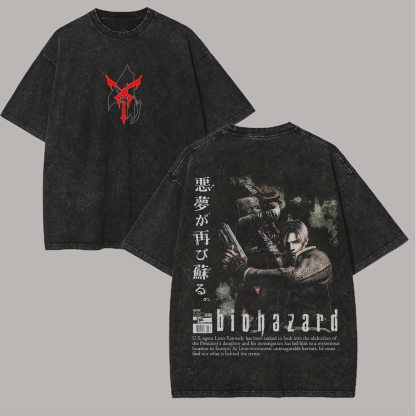 Resident Evil 4 Leon S. Kennedy Printed Unisex Washed T-Shirt