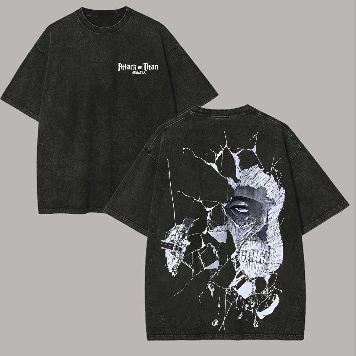 Attack On Titan Printed Unisex Washed T-Shirt