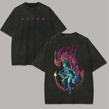 Aliens Movie Unisex Washed T-Shirt