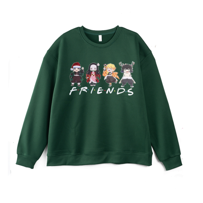 Demon Slayer Friends Printed Fleece-lined Unisex Sweatshirt