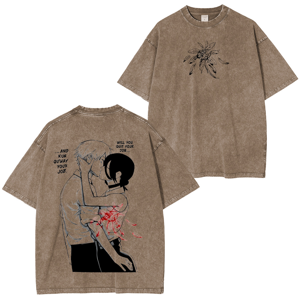 Chainsaw Man Denji & Reze Unisex Washed T-Shirt