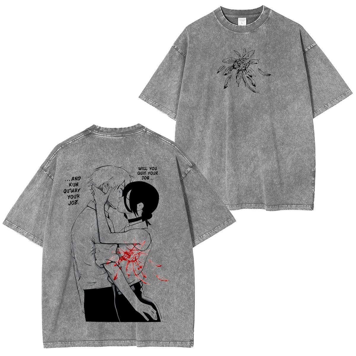 Chainsaw Man Denji & Reze Unisex Washed T-Shirt
