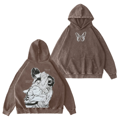 Demon Slayer Akaza & koyuki-Unisex Washed Men's Hoodie