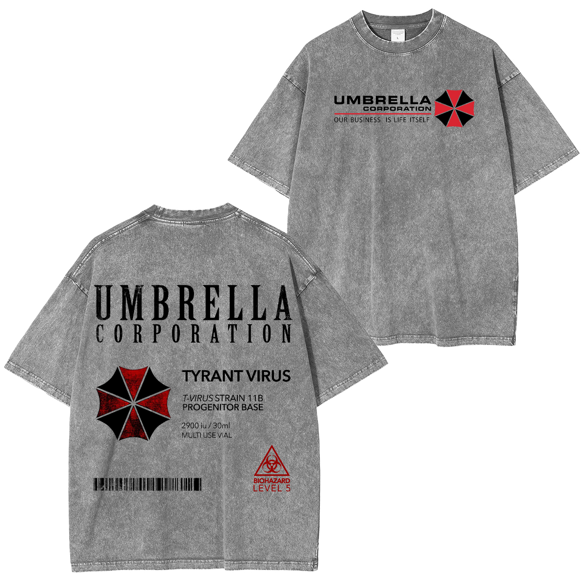 Resident Evil Umbrella Corporation Printed Unisex Washed T-Shirt