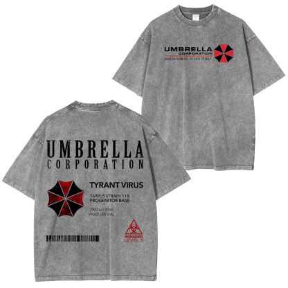 Resident Evil Umbrella Corporation Printed Unisex Washed T-Shirt