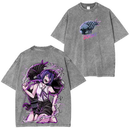[Chainsaw Man Boom Unisex Washed T-Shirt