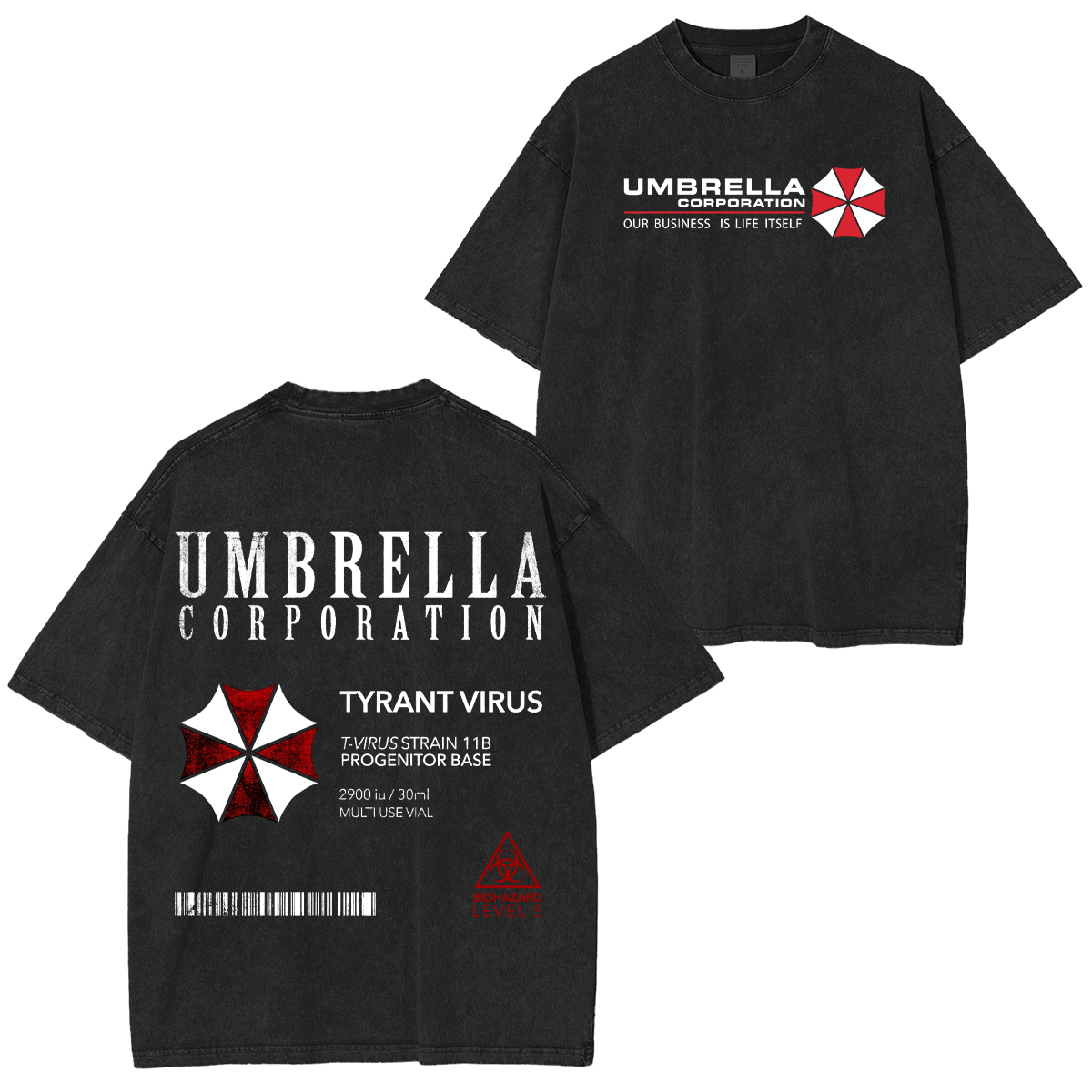 Resident Evil Umbrella Corporation Printed Unisex Washed T-Shirt